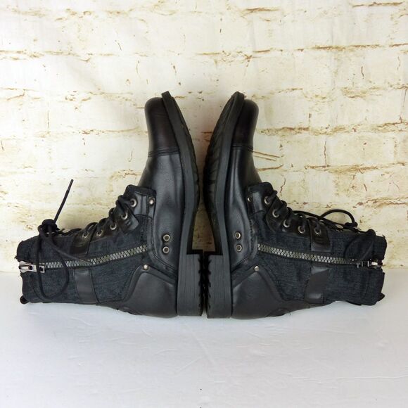 J75 Jump Deploy Combat Boots Men 8 Fit 9 Black Leather Lace Up Zip Military Moto - Picture 12 of 15